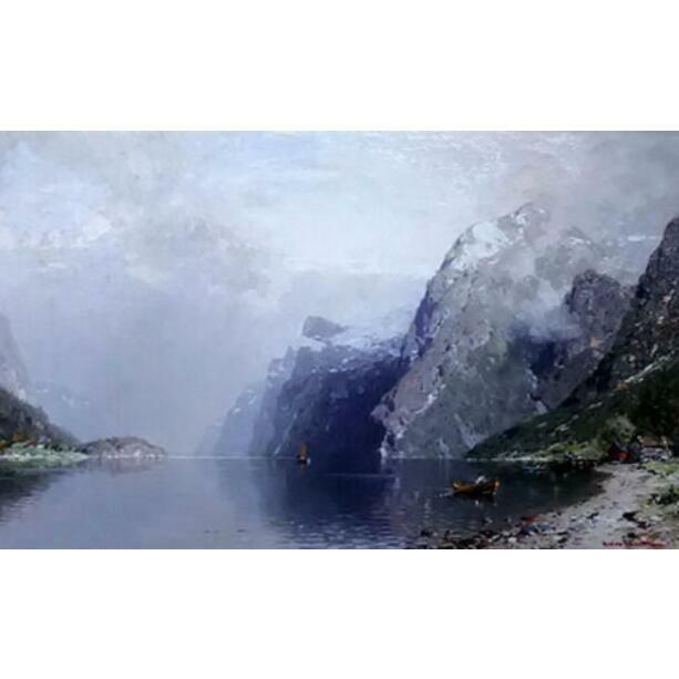 Beautiful High quality Handpainted Oil painting Decorative Art- river mountains