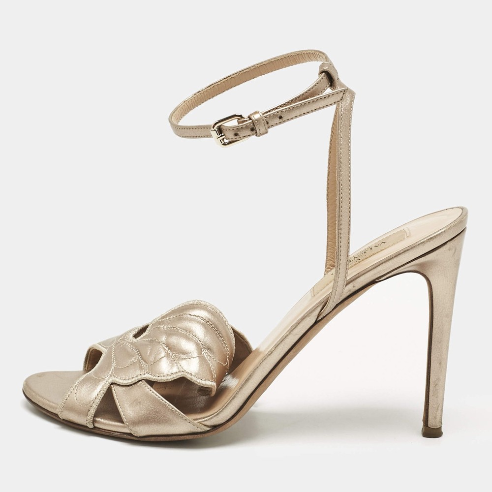 Valentino Gold Leather Angelicouture Ankle Strap Sandals Size 37