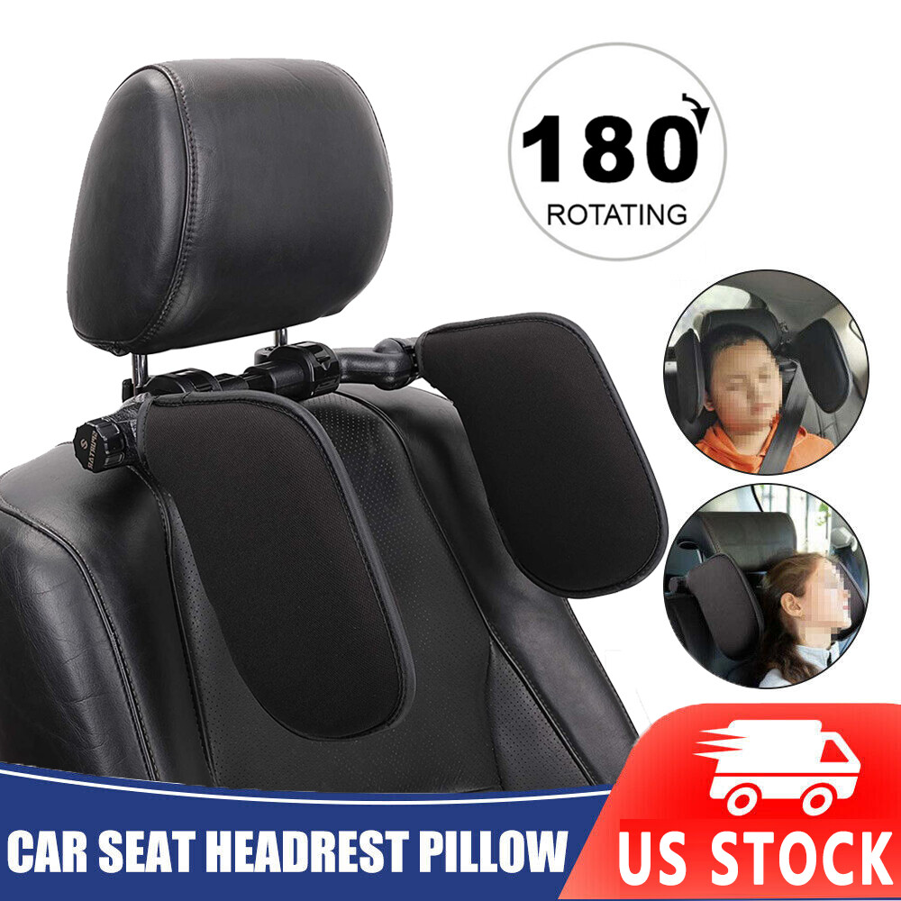 Gray Seat Headrest Pillow Head Support Rest Nap Sleep Side Cushion for Car Auto