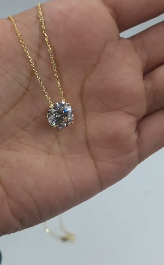 3.00 CARAT ROUND LAB GROWN DIAMOND IGI CERTIFIED SOLITAIRE NECKLACE FOR HER