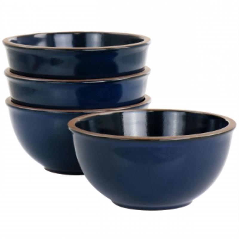 Gibson Elite Dumont 4 Piece Terracotta Bowl Set In Dark Blue