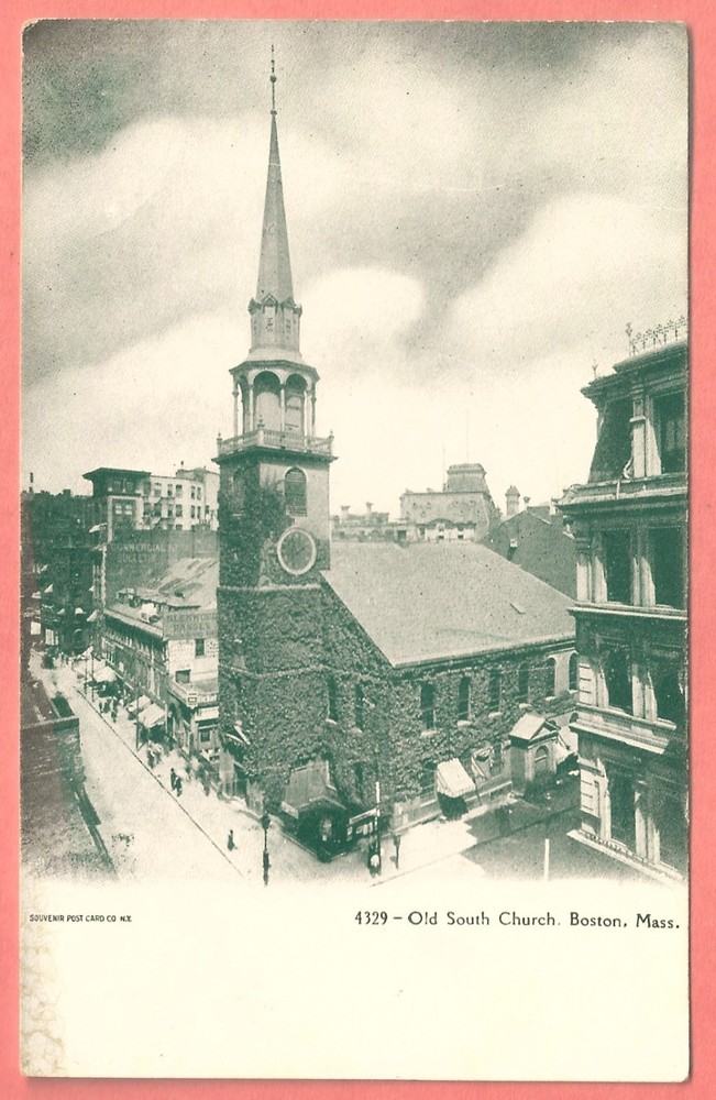 OLD SOUTH CHURCH, BOSTON, MASS. – c. 1907 UDB Postcard -Souvenir Post Card Co.