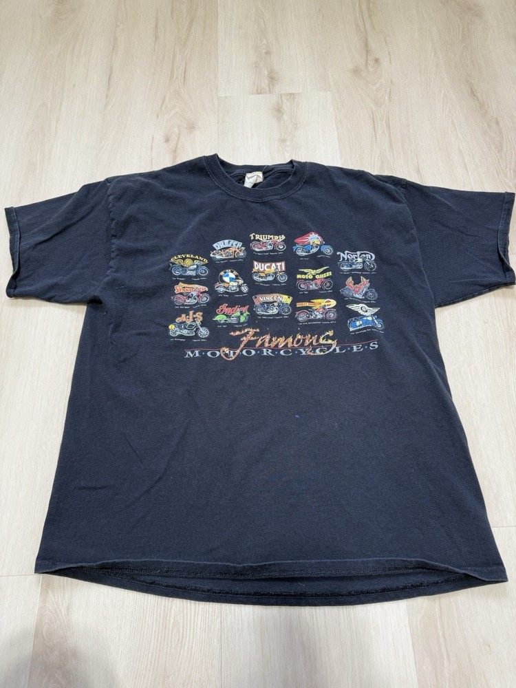 Men’s Size Large Vintage American Collection Famous Motorcycles Black T Shirt