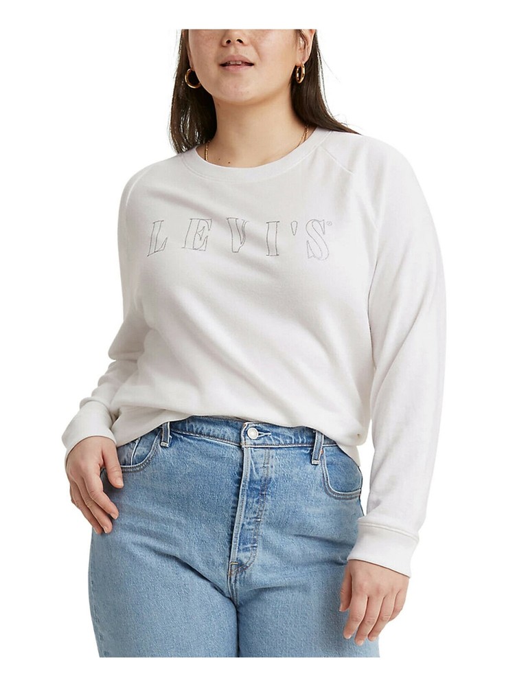 LEVI'S Womens White Printed Sweatshirt Plus Size: 2X