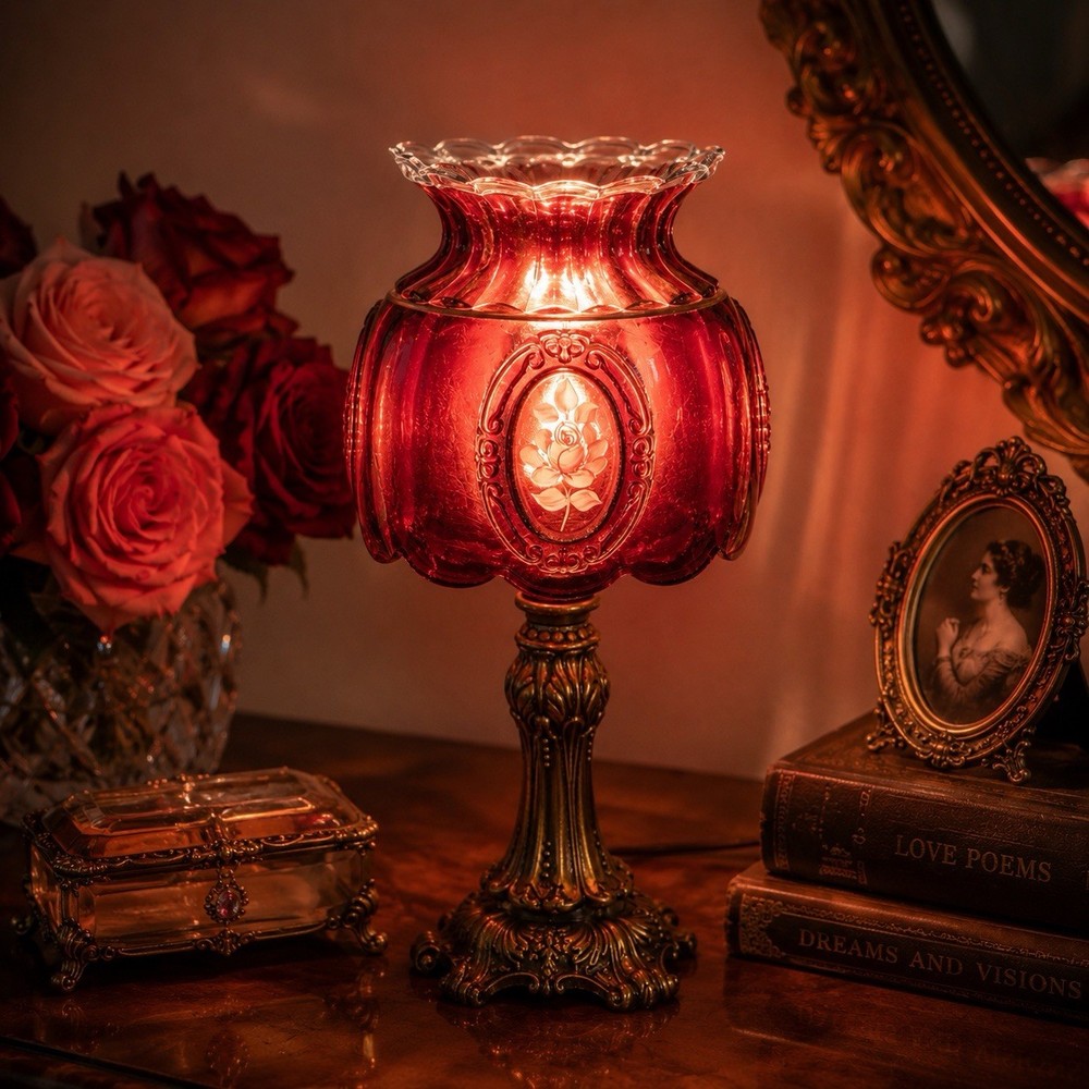 Vintage Tiff-A-Mimi Ruby Red Glass Boudoir Accent Lamp Working