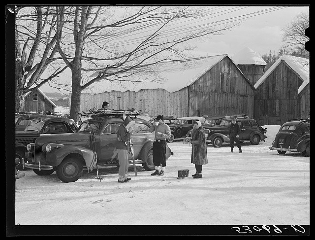 Photo:Clinton Gilbert Farm Skiers Parking Vermont 1940s Dairy Farm Tow