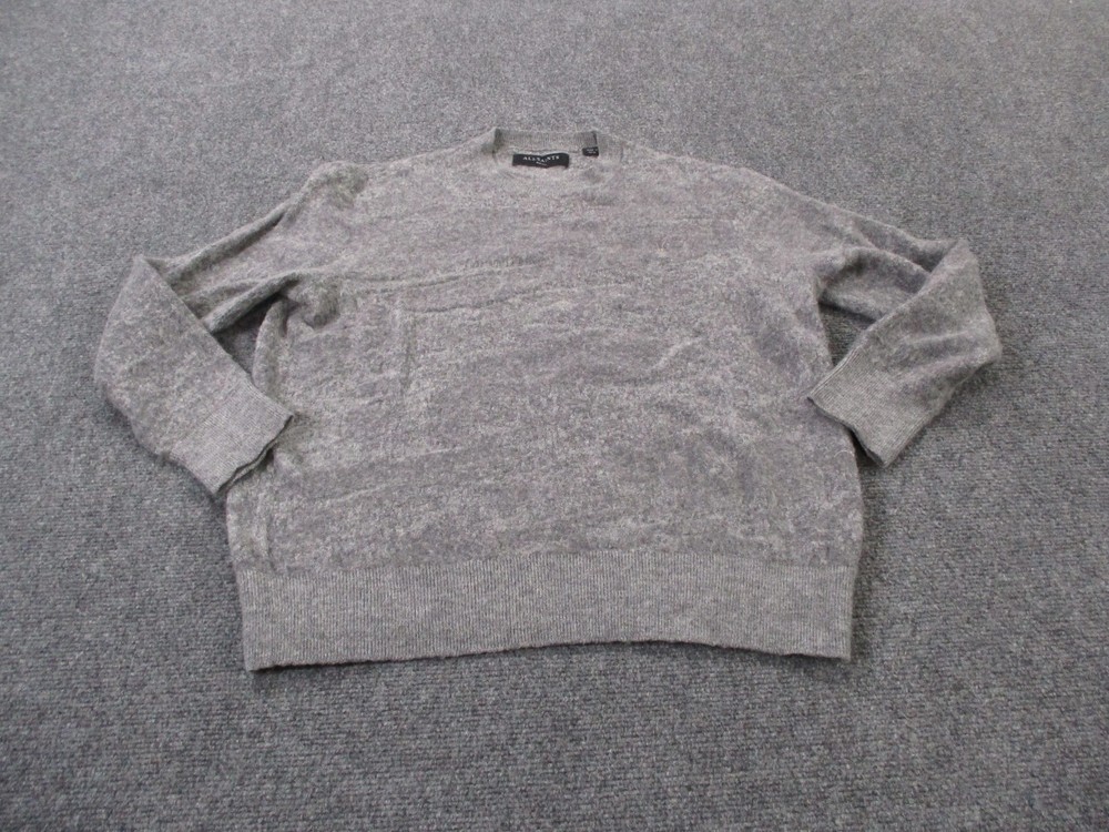 Allsaints Sweater Men S Gray Wool Blend Enzo Crew Pullover Classic Preppy Modern