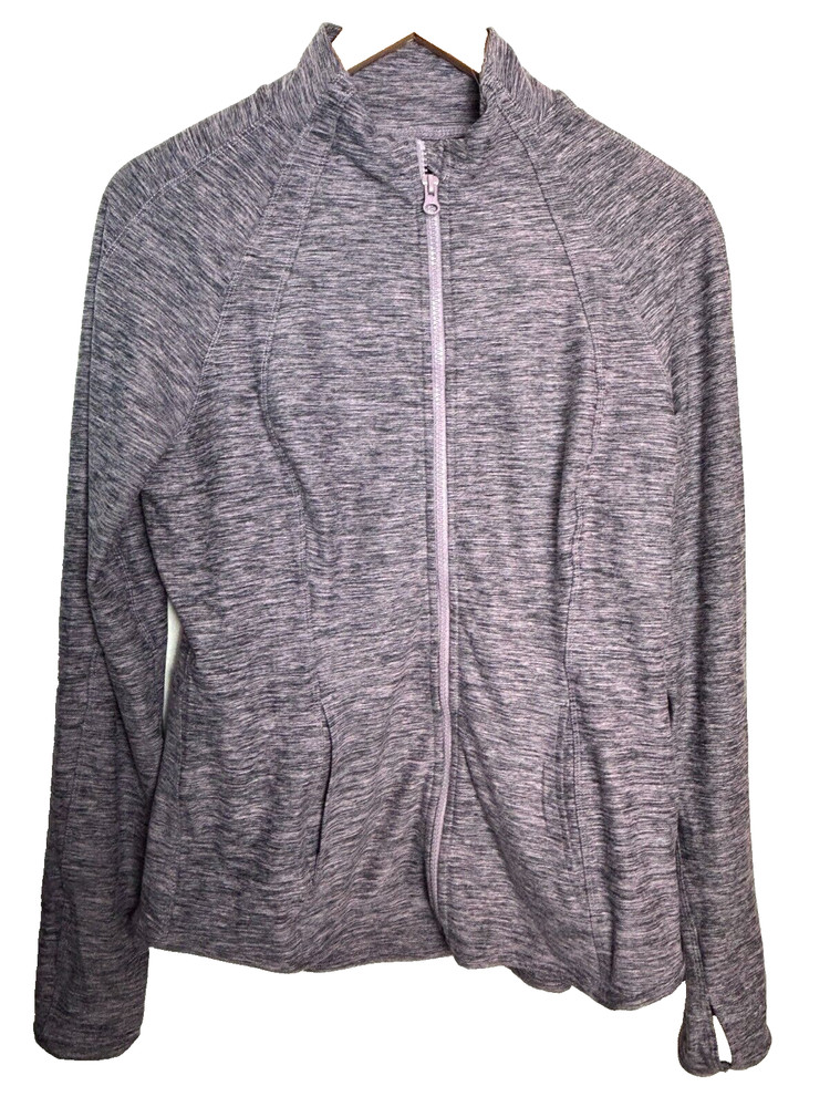 Yogalicious Lux Full Zip Fitted Yoga Jacket Womens L Purple Running Thumb Holes