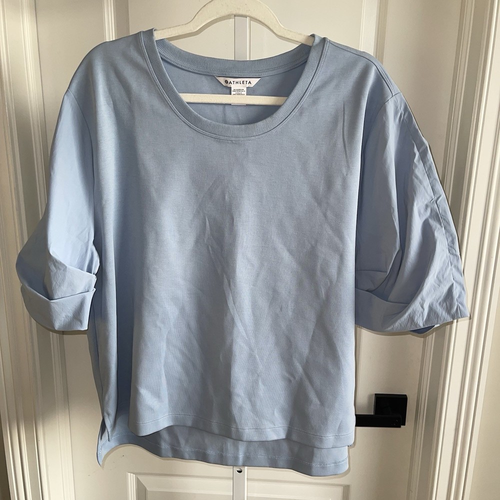 Athleta Blue Oversized Tee Women’s Large Short Sleeve Crewneck Athleisure Top
