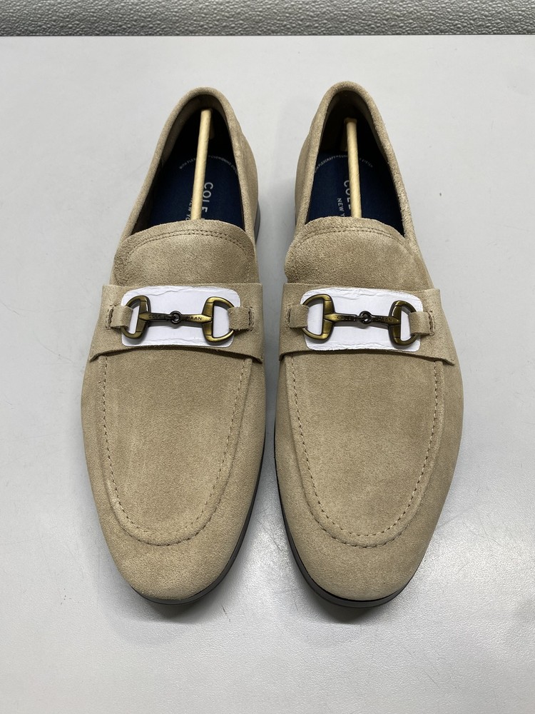 Cole Haan Mens Lewis Grand Bit Suede Leather Loafers Size 12 M Latte, Natural