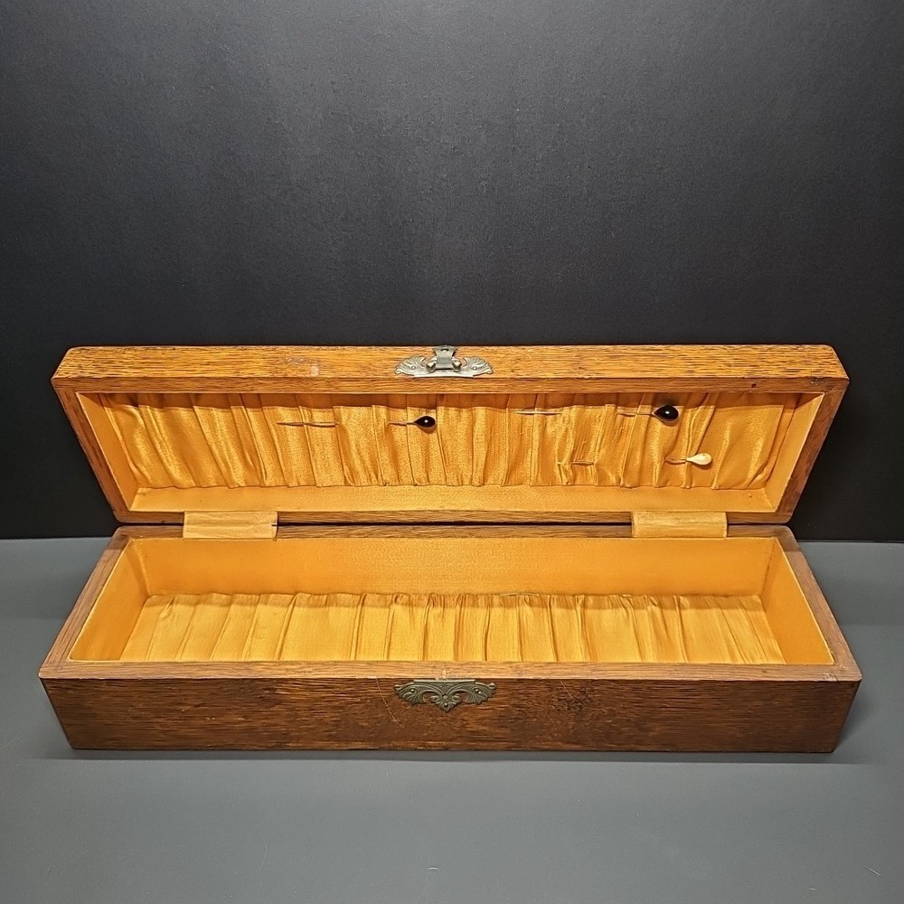 Antique Wooden Trinket Jewelry Dresser Glove Box E1
