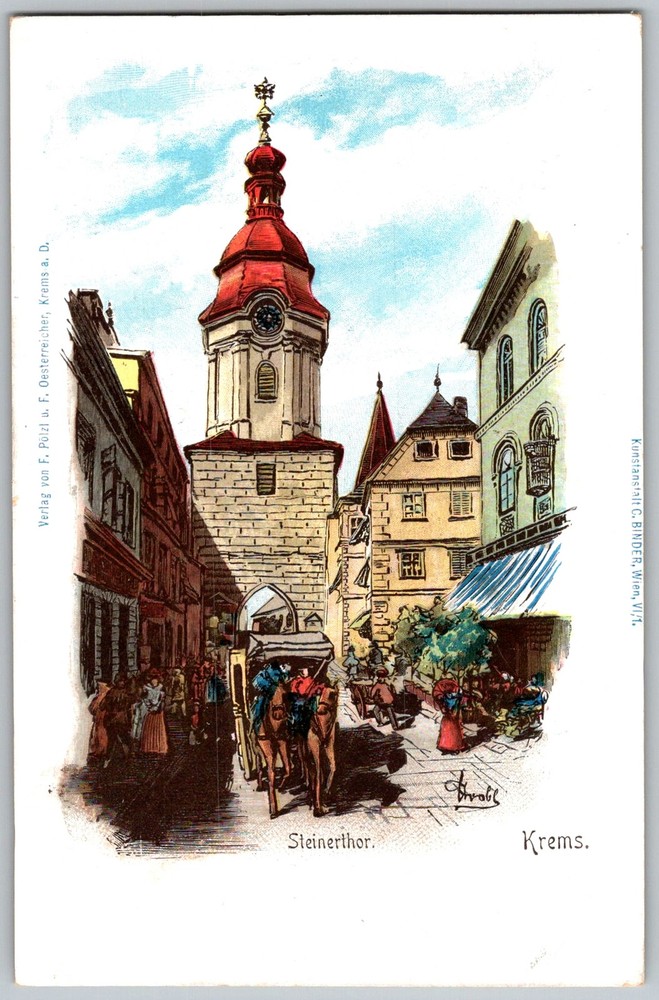 Antique Postcard Steinertor Tower Gate Krems, Austria 1900s