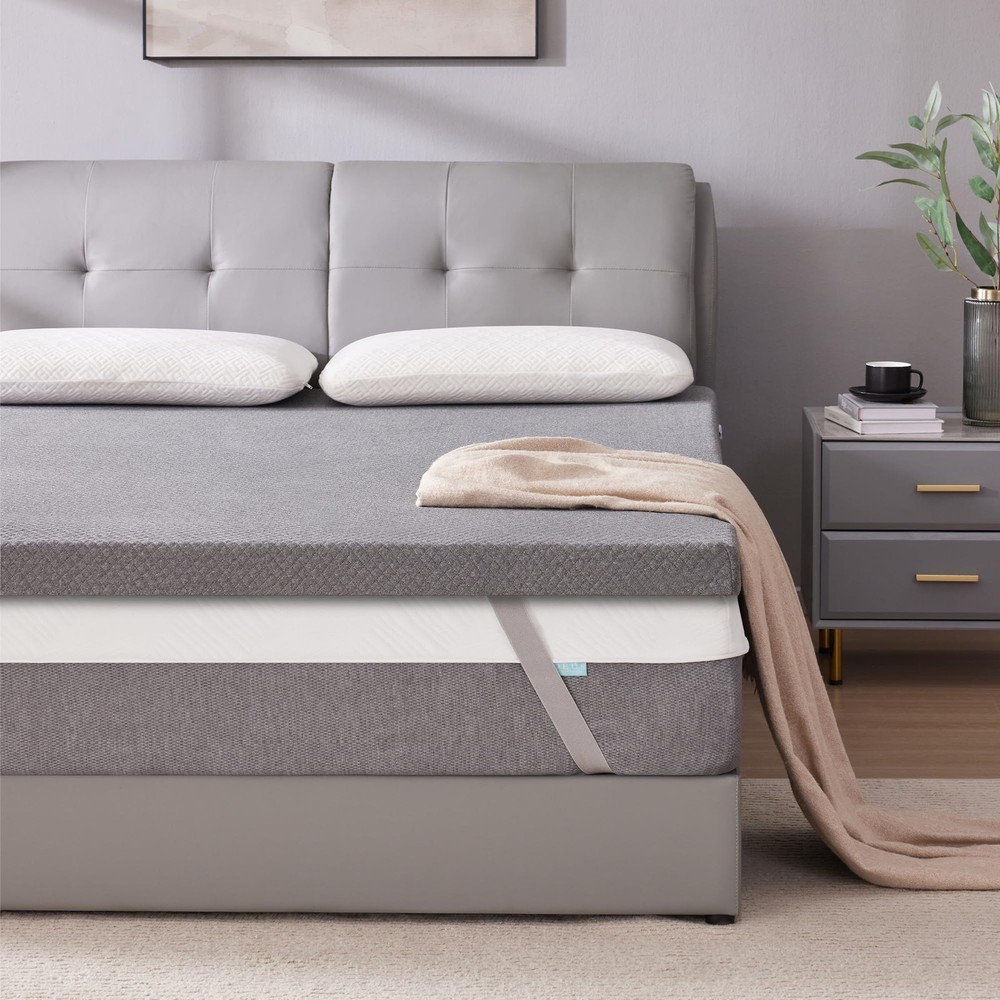 2 Inch Gel Memory Foam Mattress Topper Twin Size, Ventilated High Density Pad...