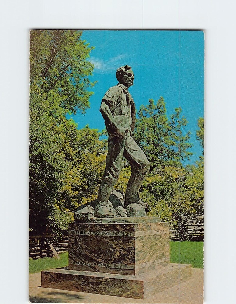 Postcard Abraham Lincoln Bronze Statue from Salem State Park Illinois USA