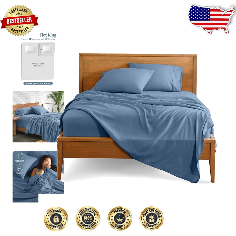 Ultra-Soft Split Head Flex King Bedding Set - All-Around Elastic & Modern Style