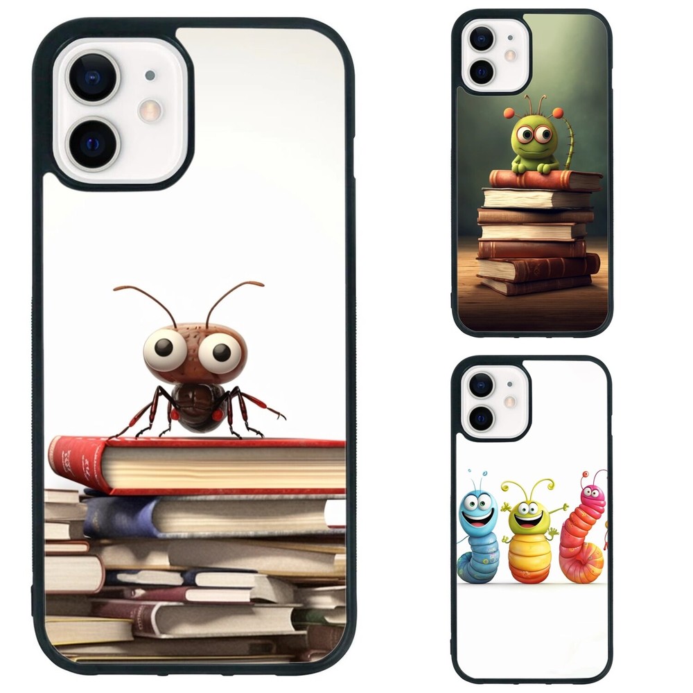 For iPhone XS XR 6 7 8 Plus SE 2nd 3rd Anti scratch Cover worm books style cute