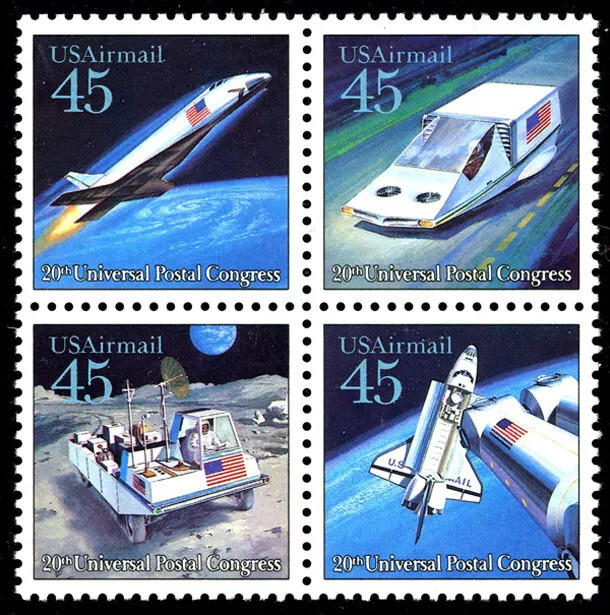 Scott # C122-C125 Future Mail Delivery - UPU (Block of 4) 1989 Mint NH