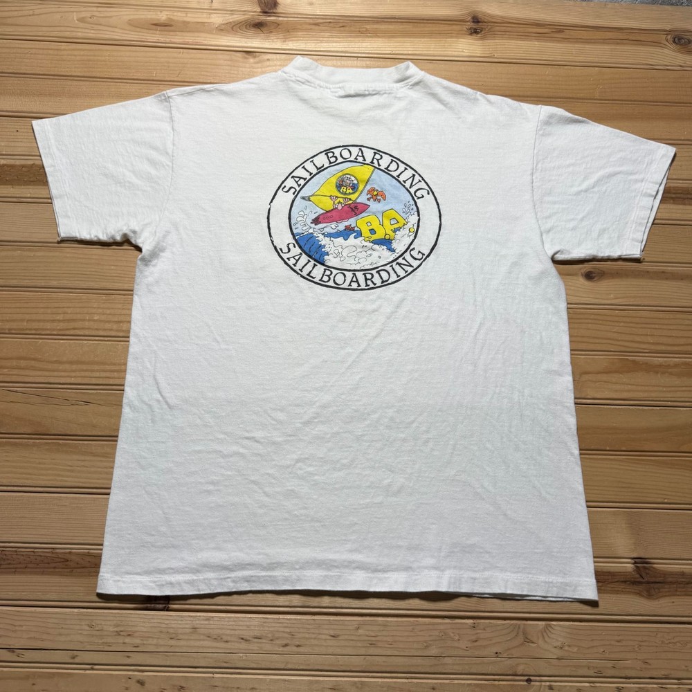 Vintage 80s B.A. Surf Stuff Sailboarding Single Stitch Pocket T-Shirt USA - XL
