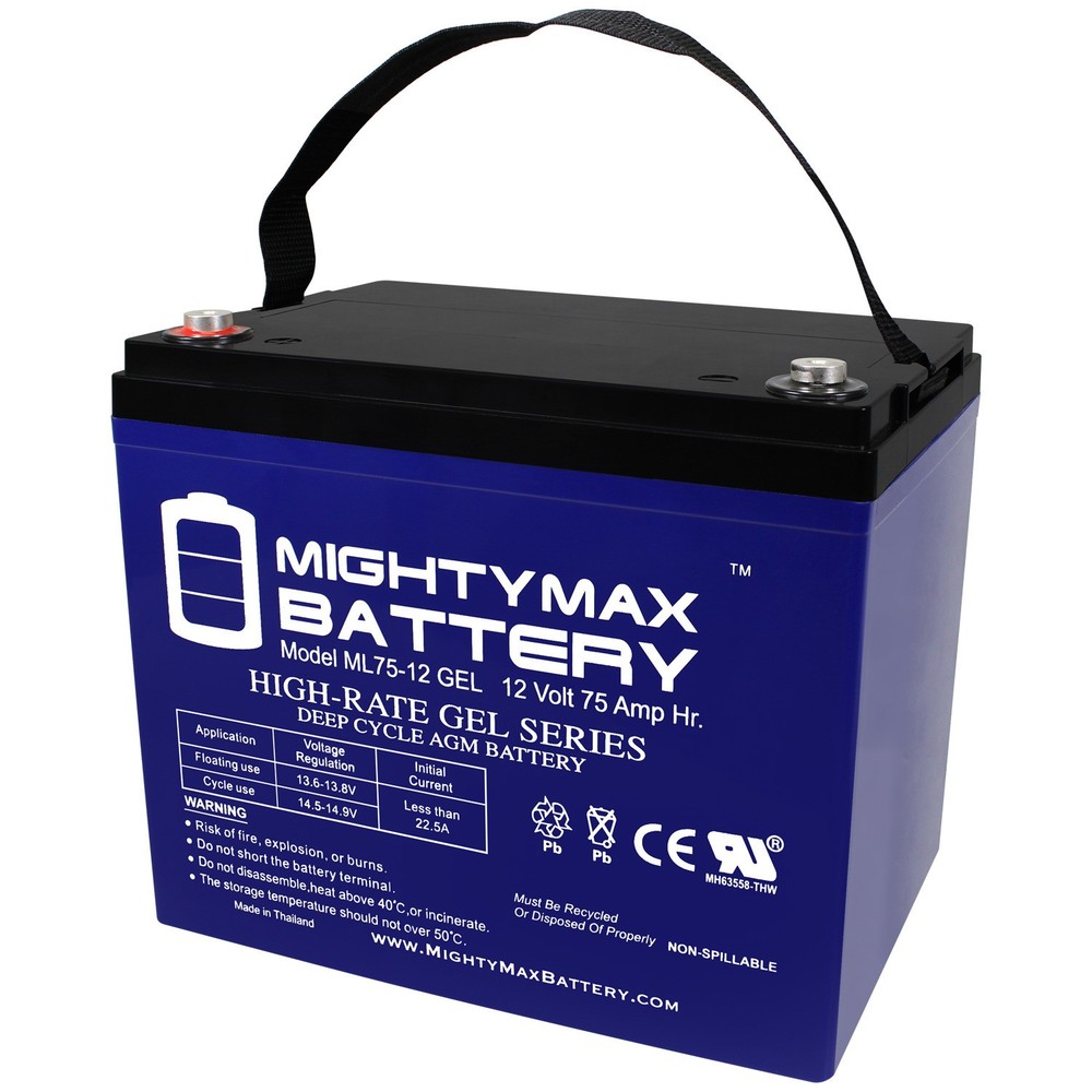 Mighty Max 12V 75AH GEL Battery for Hoveround XHD and Jazzy Power Chair Scooters
