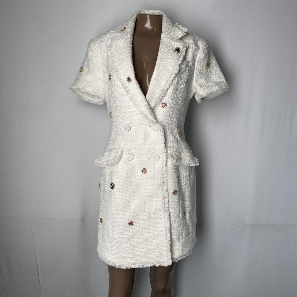 Cinq A Sept Womens Mini Dress Gardenia White/Multi Size 2 Jewelry Box Tweed