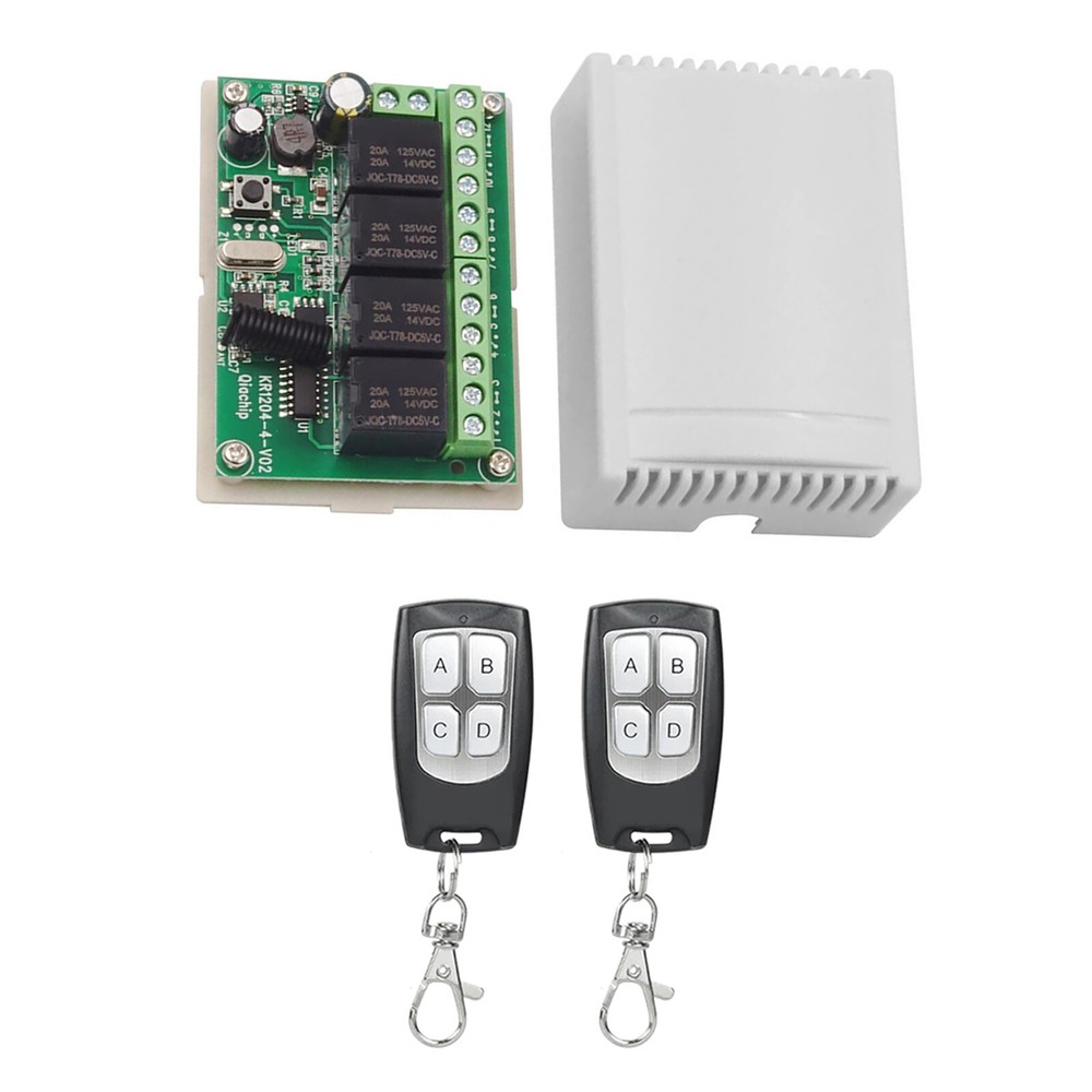 DC 4CH Channel 443MHz Wireless RF Remote Control Relay Switch With 2 Receiver