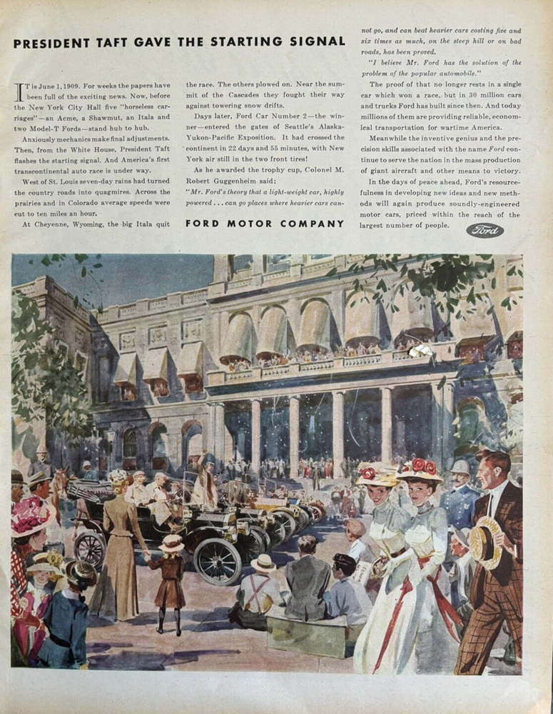 1944 Ford Motor Company President Taft Starting Signal Race Vintage Print Ad