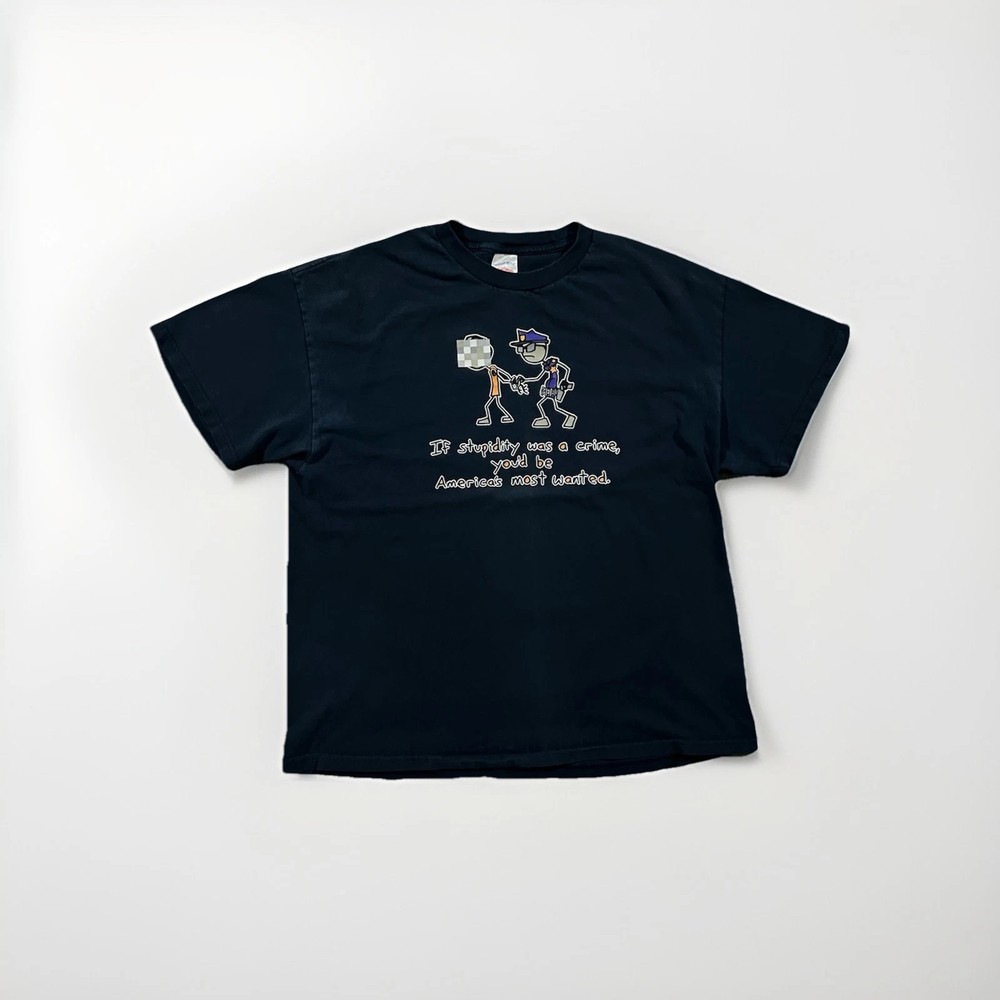 Y2K Funny Graphic T-Shirt Sarcastic Humor Meme Tee Black XL