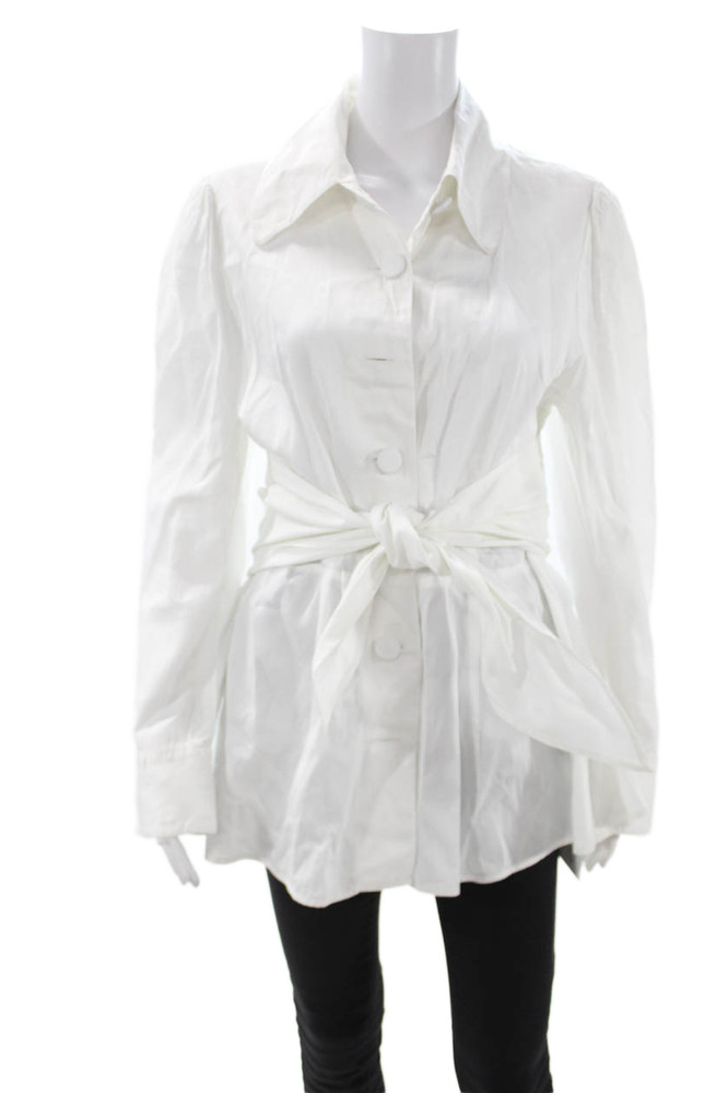 J. Peterman Women Tunic Button Up Collared Cotton Long Sleeve White Size 14Free Shipping in US $100+ Orders | $6.95 Orders Below