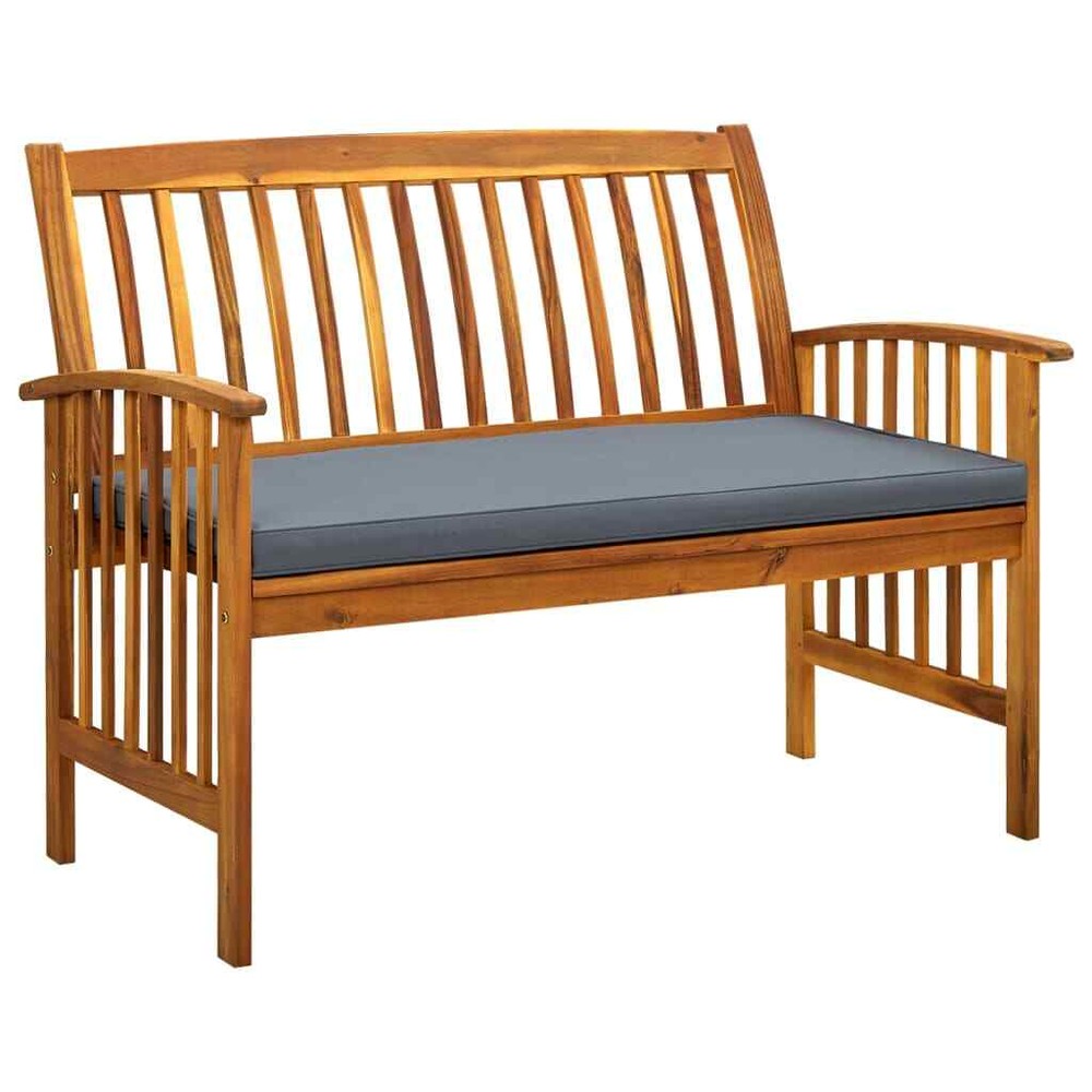 NNEVL 119cm Acacia Wood Garden Bench with Cushion for Outdoor Comfort-image