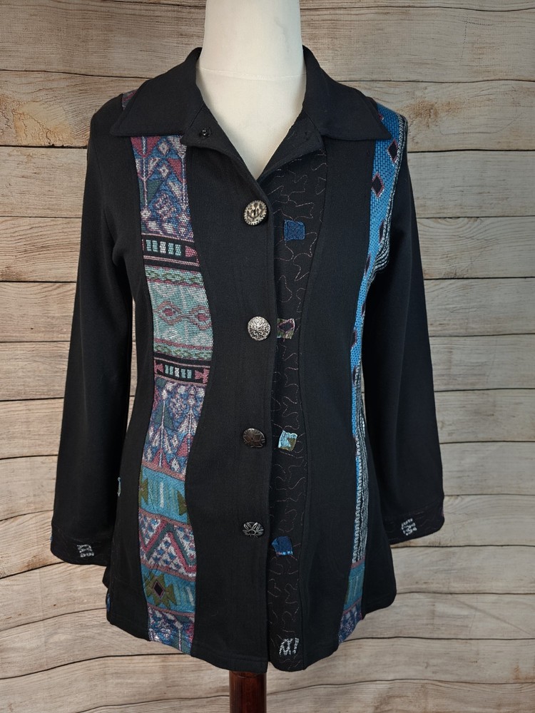 Parsley & Sage Knit Boho Patchwork Jacket Size Small