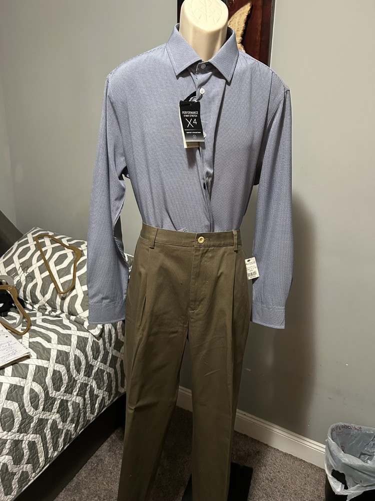 Nautica Taupe Classic Fit Pleated Front Deck Rigger Cuffed Pants 36/30 Nwt
