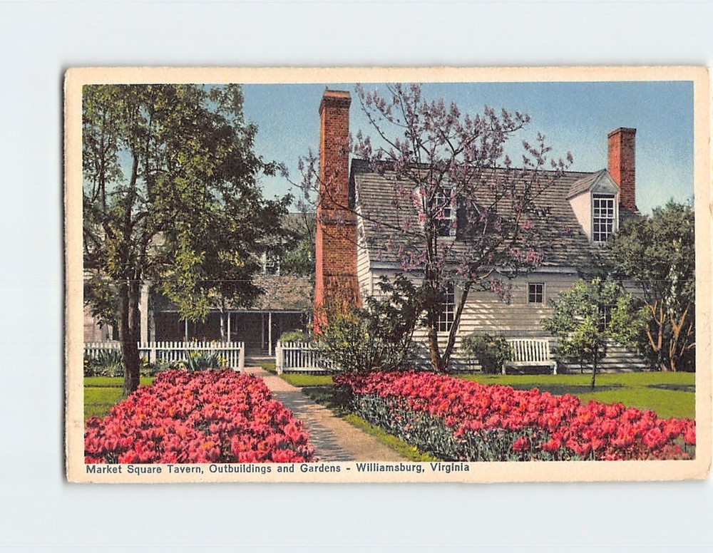 Postcard Market Square Tavern, Outbuildings & Gardens Williamsburg Virginia USA