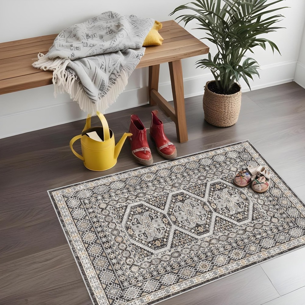 Washable Area Rug Non Slip - 2x3 Small Kitchen Boho Rug Vintage Entryway Low ...