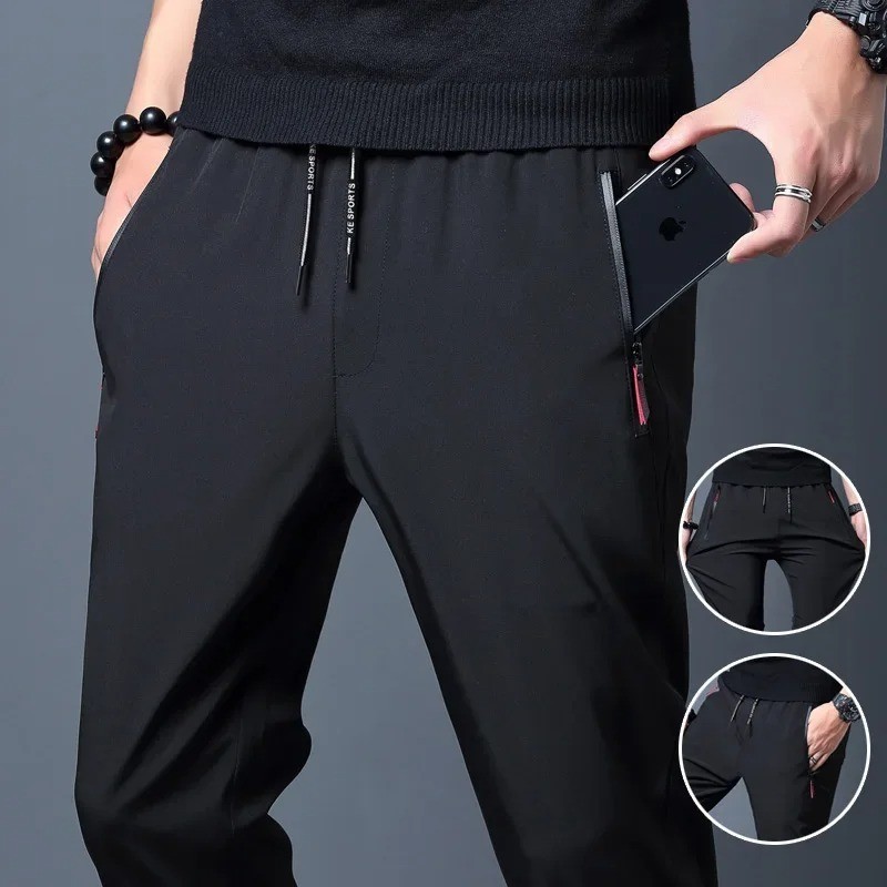 Luxury Men's Stretch Slim Fit Jogger Pants Elastic Waist Premium Casual Trousers