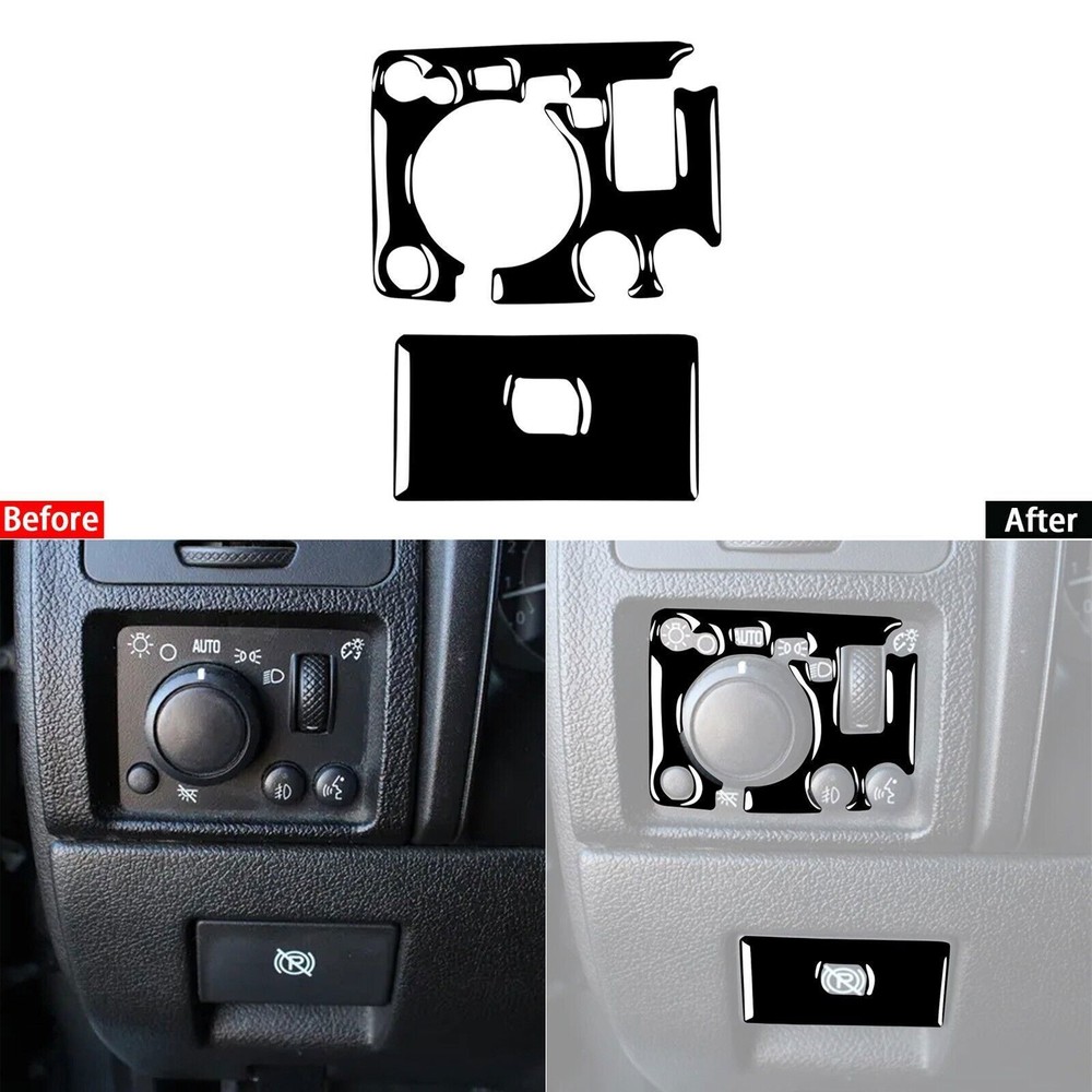 Piano Black Headlight & Brake Pedal Switch Panel Cover Trim For Hummer H3 06-10