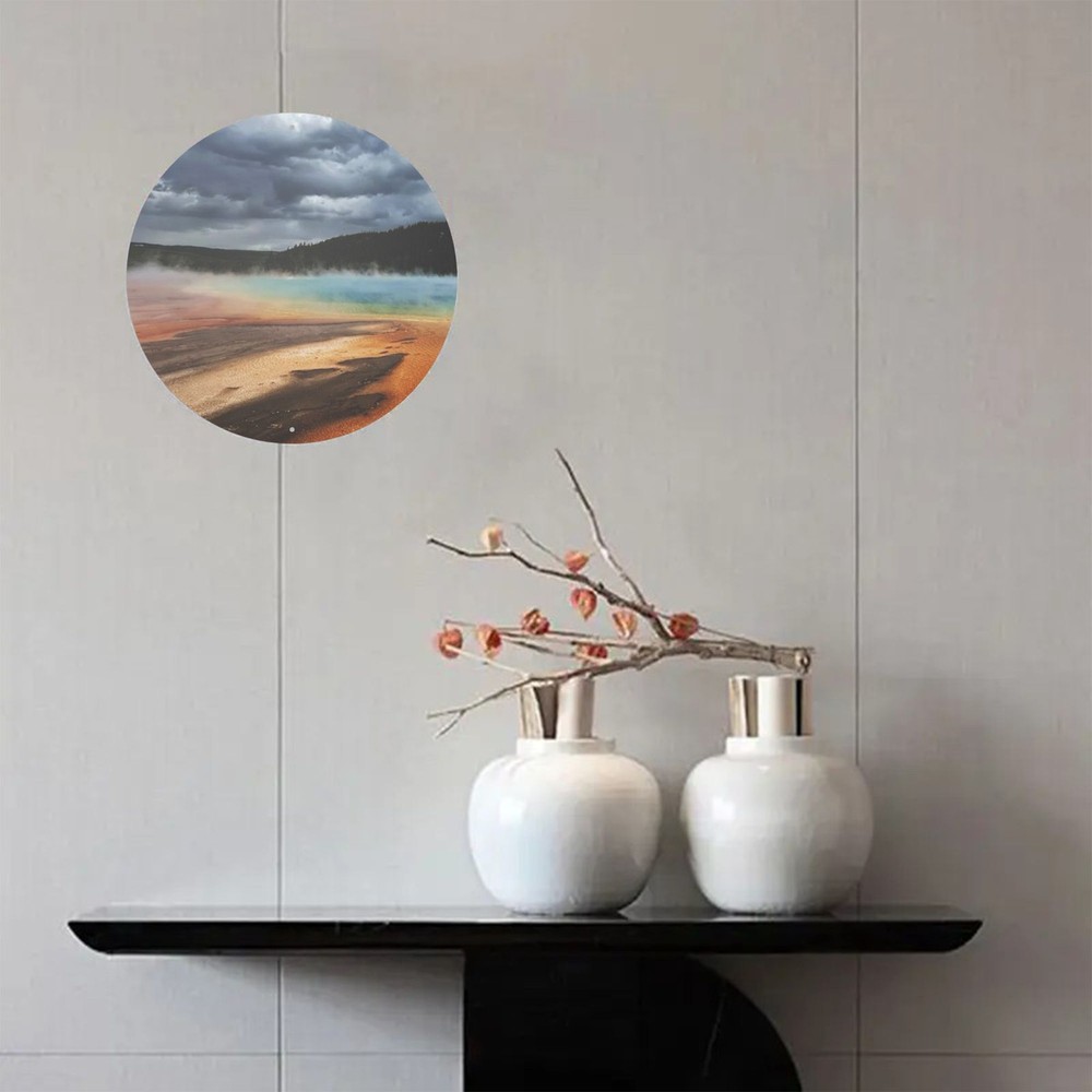 Yellowstone Geothermal Round Aluminum Art - for Home/Restaurant/Bar