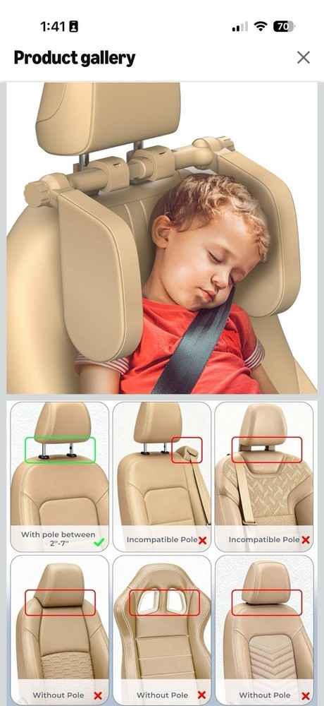 Kids Adjustable Neck Support for Car Seat, Car Headrest