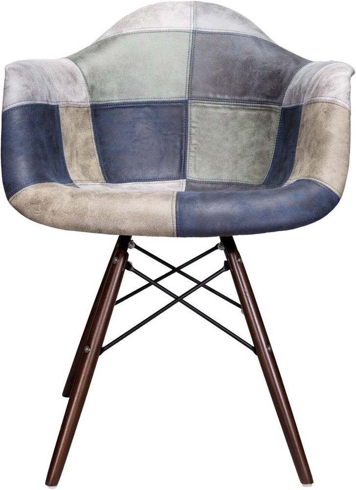 Patchwork Leatherette Upholstered DAW Dining Accent Armchair