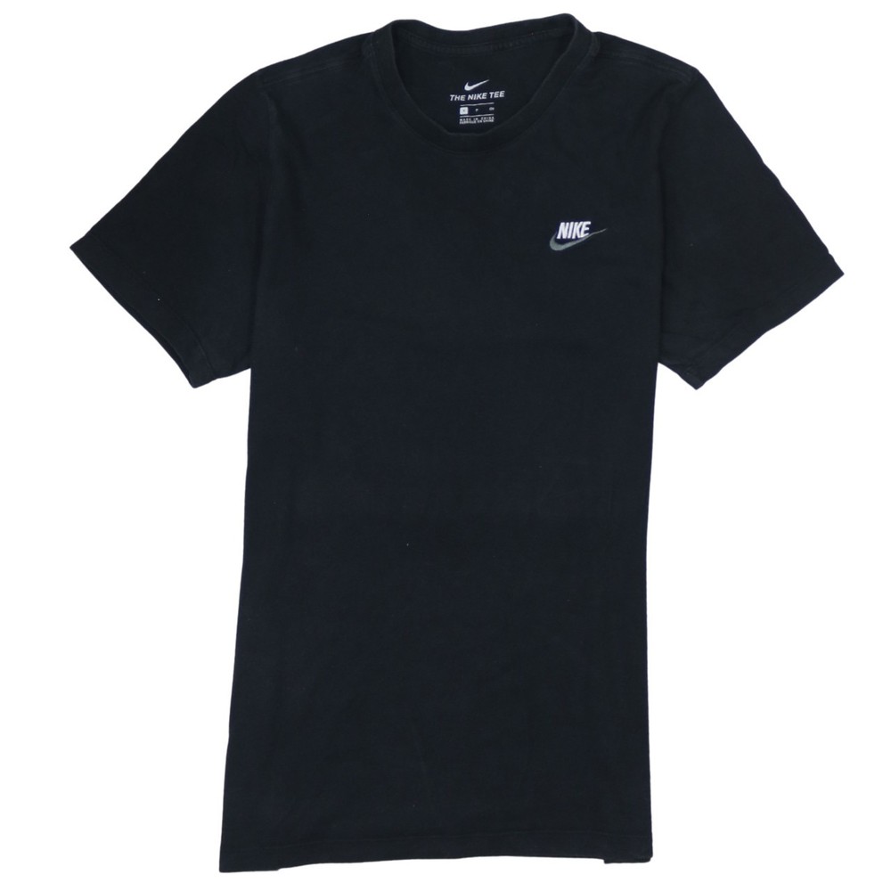 Nike Mens T Shirt Black Cotton Dri Fit Embroidered Swoosh Sports Top Tee S