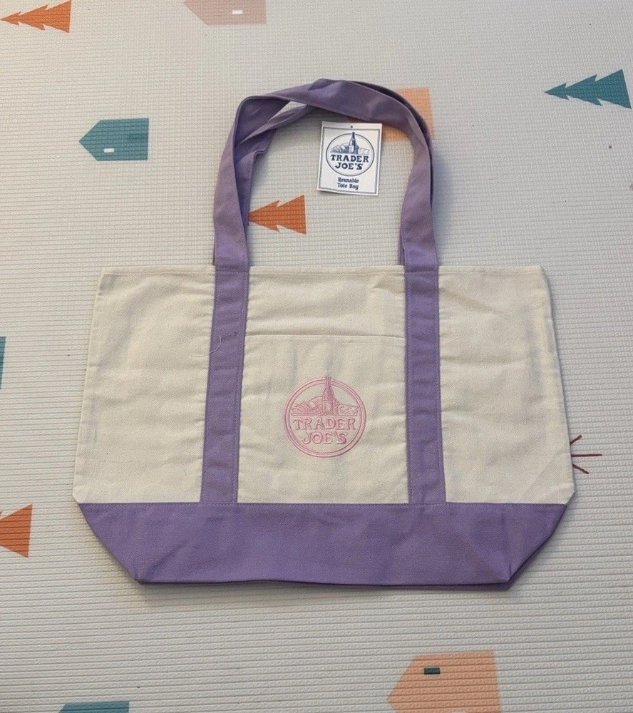 Large Trader Joe’s Lavender Canvas Tote Bag 2026 Limited Edition Brand New
