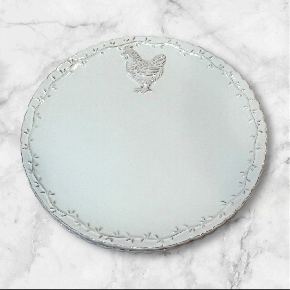 Pfaltzgraff Antiqued Hen 9-Inch Salad Plates Set of 2 Like New