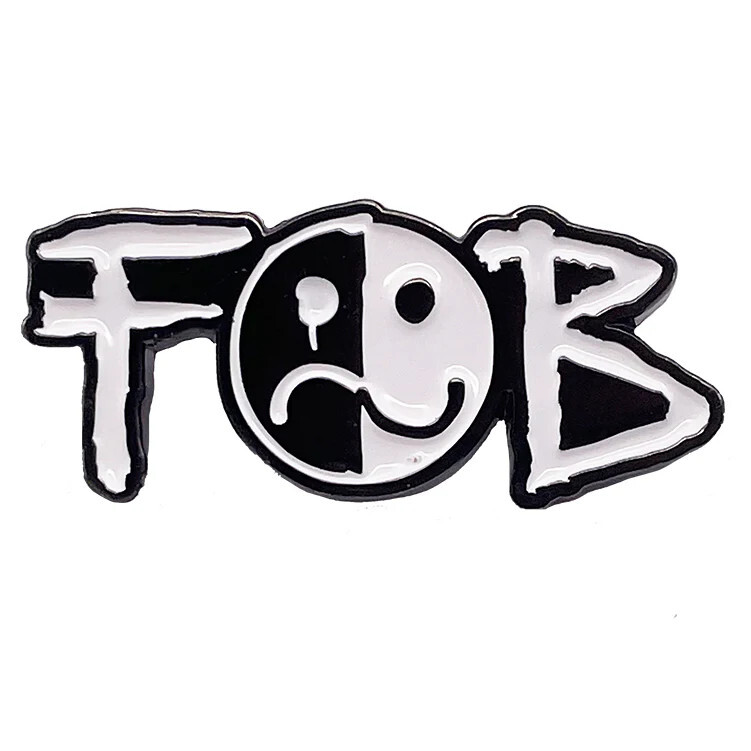 Embossed Enamel Lapel Pin Badge - Fall Out Boy FOB Smiley Logo Icon NEW