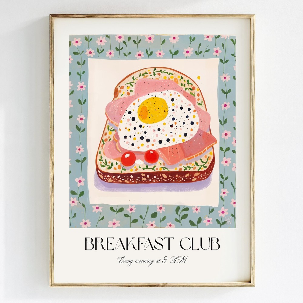 Breakfast Club Wall Art Print Gouache Painting Print Eclectic Kitchen Decor