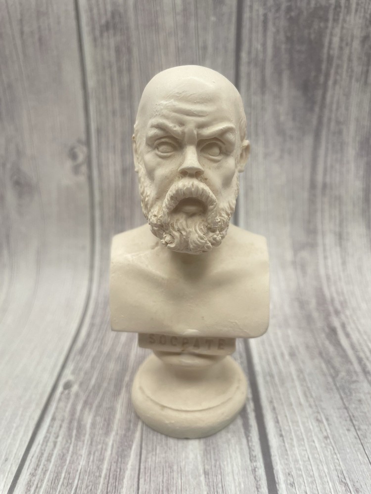 Greek Philosopher Socrates Bust Alabaster Statue Athens Academy 5.9 Inches
