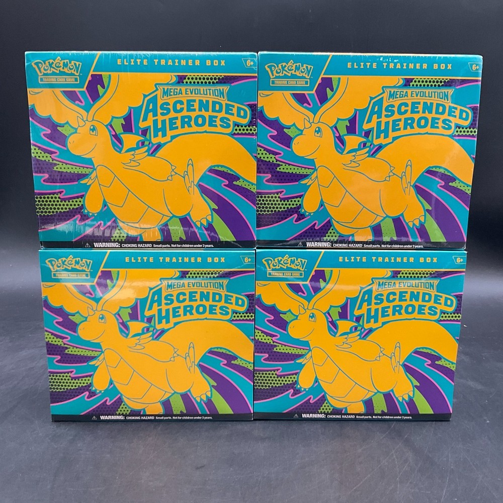Lot of (4) Pokemon TCG Ascended Heroes Elite Trainer Boxes Sealed1 out of 4 Damaged On Bottom