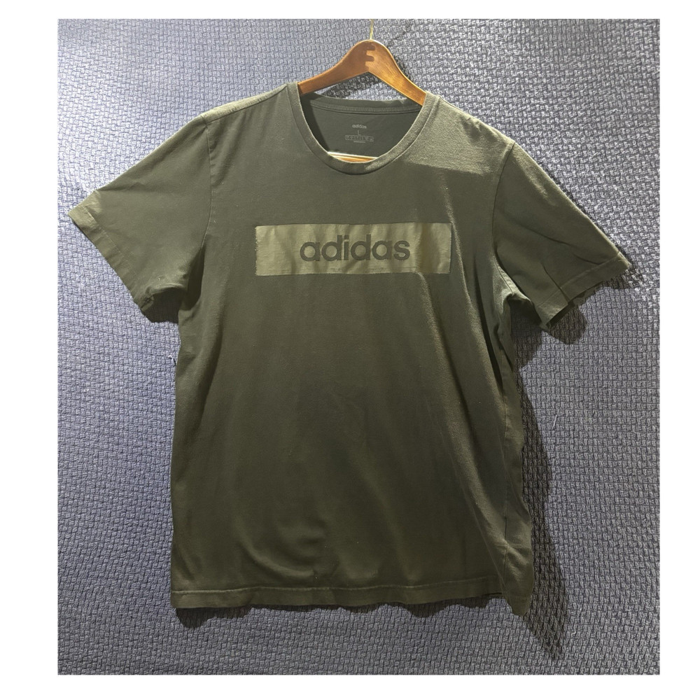 adidas Men's Black Short Sleeve Crew Neck Logo T-Shirt Regular L