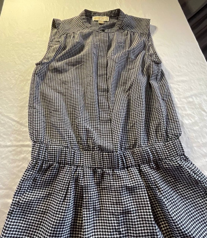 MICHAEL Michael Kors Romper Womens Small Black Houndstooth Sleeveless Button Up