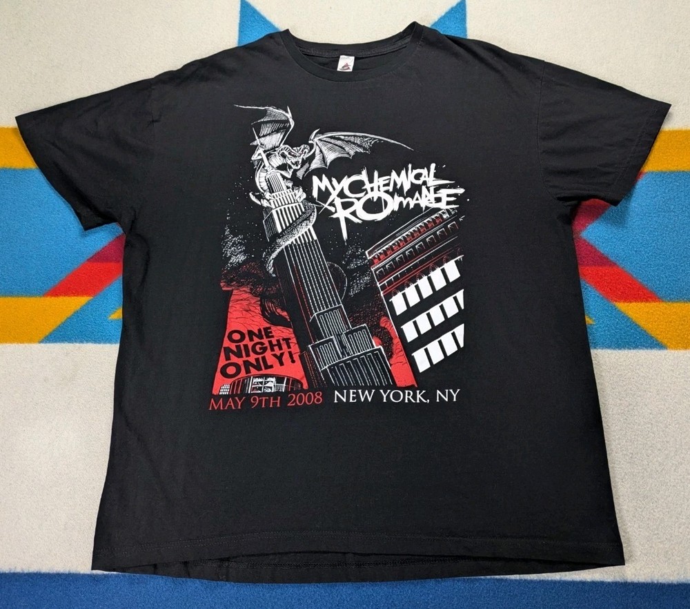 Vintage My Chemical Romance Shirt Band 2008 New York City On Night Only Black XL