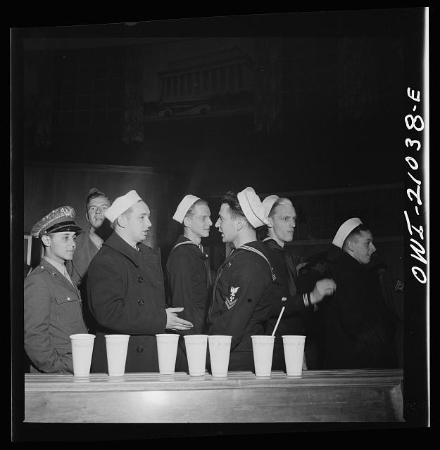 Photo:Washington DC 1943 Navy Sailors Greyhound Terminal Boarding Bus