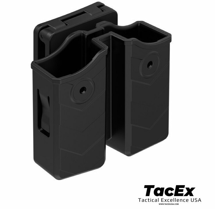 Double Magazine Pouch Belt Clip Holster Single Dbl Stack Mag G19 17 9mm, 40, 45